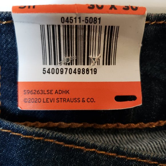 Levi’s 511 Slim Insulated Dark Wash Jeans 30 30 NWT - Picture 3 of 10